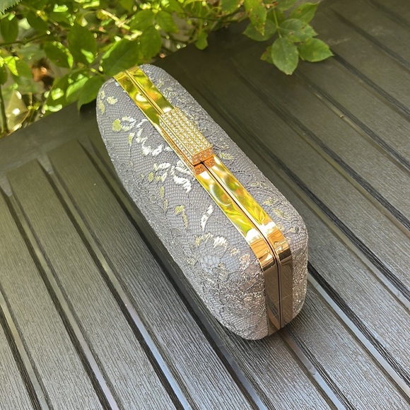 Gray Satin & Lace Clutch - Picture 7 of 17